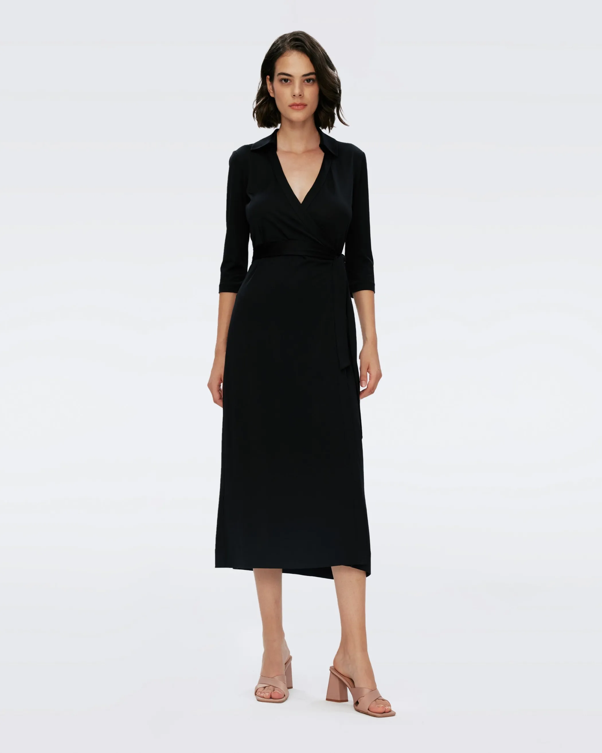 dvf Midi Dresses | Black Dresses-Abigail Midi Wrap Dress