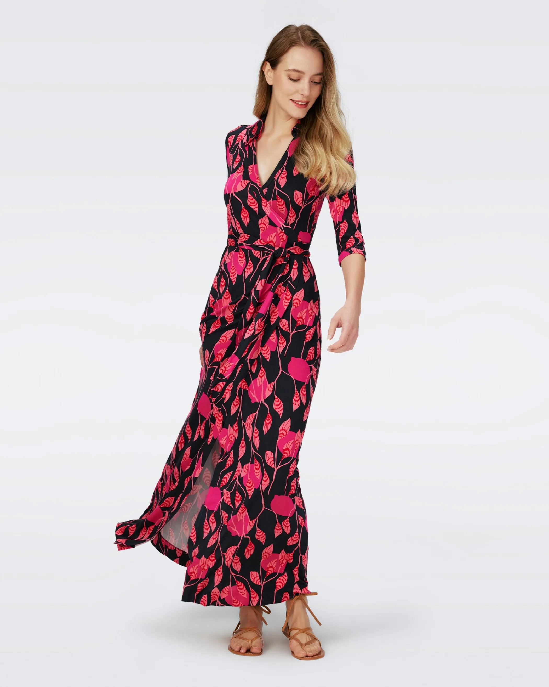 dvf Maxi Dresses | Dresses-Abigail Silk Jersey Maxi Wrap Dress