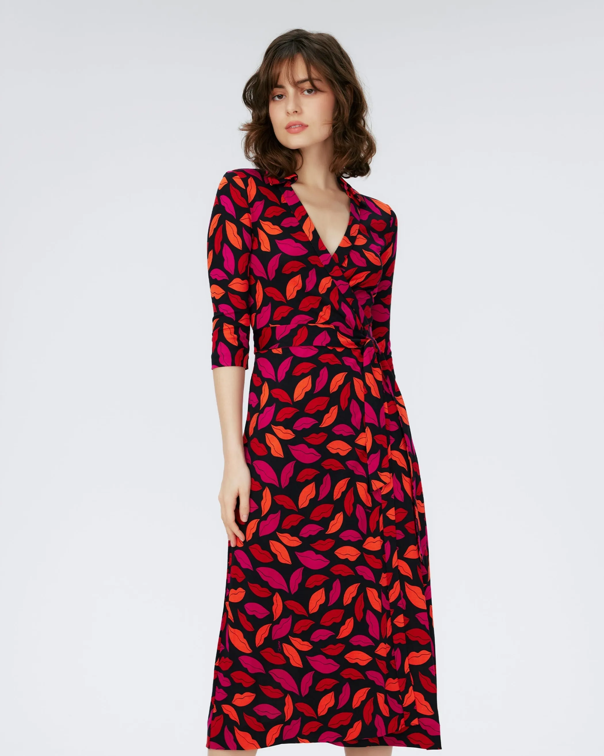 dvf Midi Dresses | Dresses-Abigail Silk Jersey Midi Wrap Dress