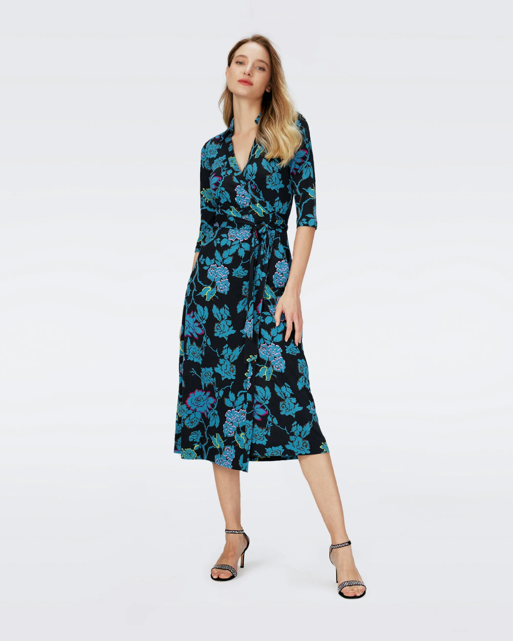 dvf Midi Dresses | Dresses-Abigail Silk Jersey Midi Wrap Dress