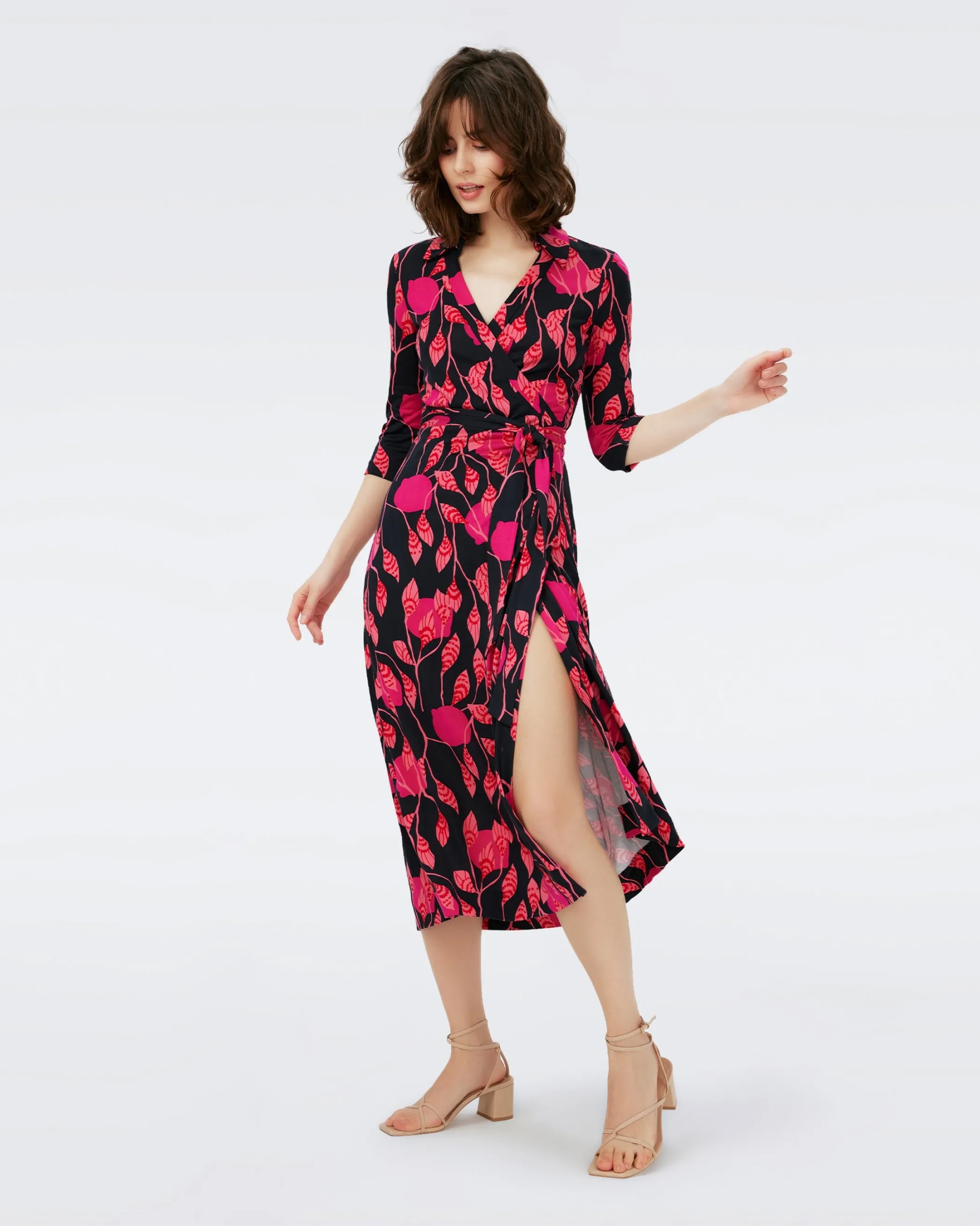 dvf Midi Dresses | Dresses-Abigail Silk Jersey Midi Wrap Dress