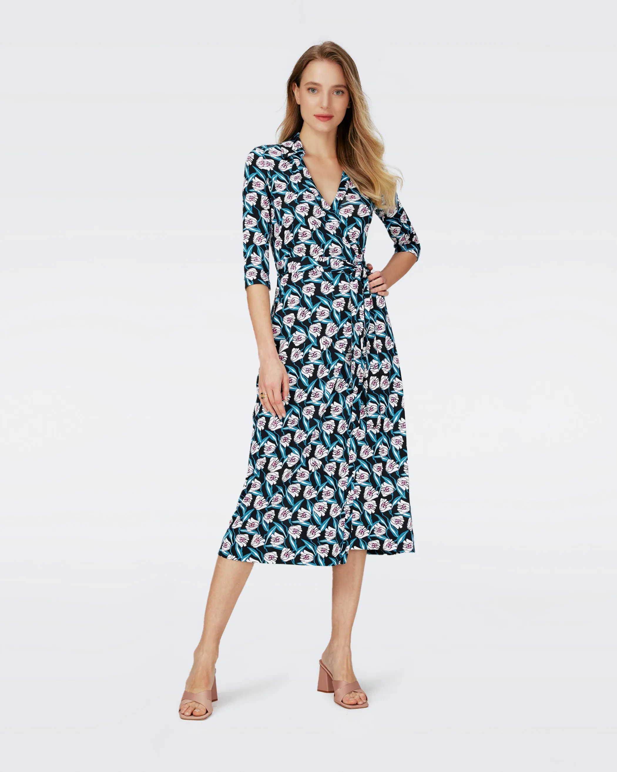 dvf Midi Dresses | Dresses-Abigail Silk Jersey Midi Wrap Dress