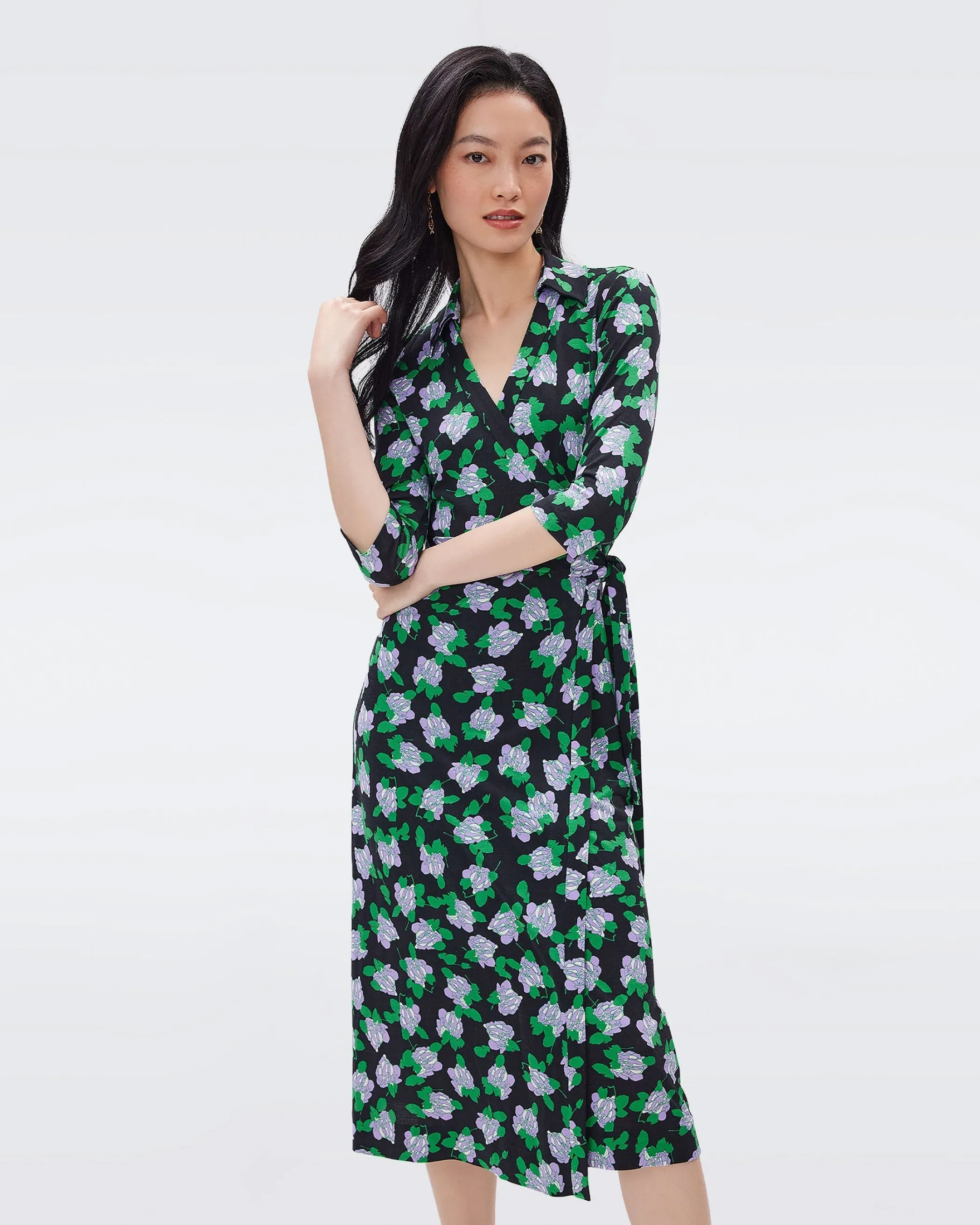 dvf Midi Dresses | Dresses-Abigail Silk Jersey Wrap Dress