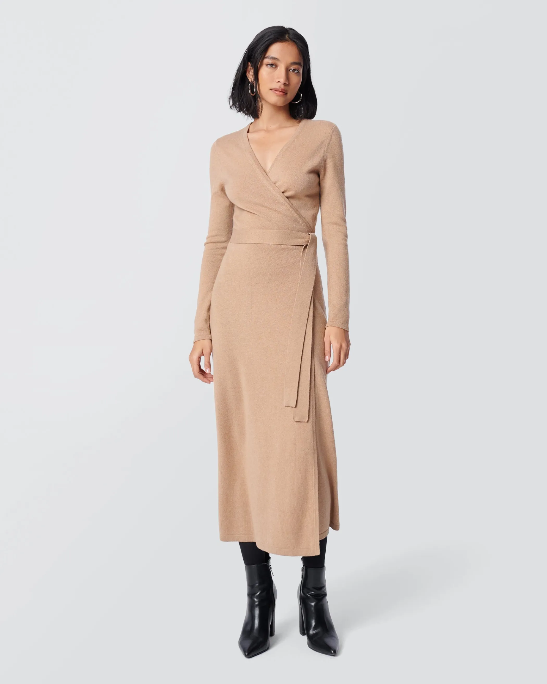 dvf Midi Dresses | Knit Dresses-Astrid Wool-Cashmere Wrap Dress