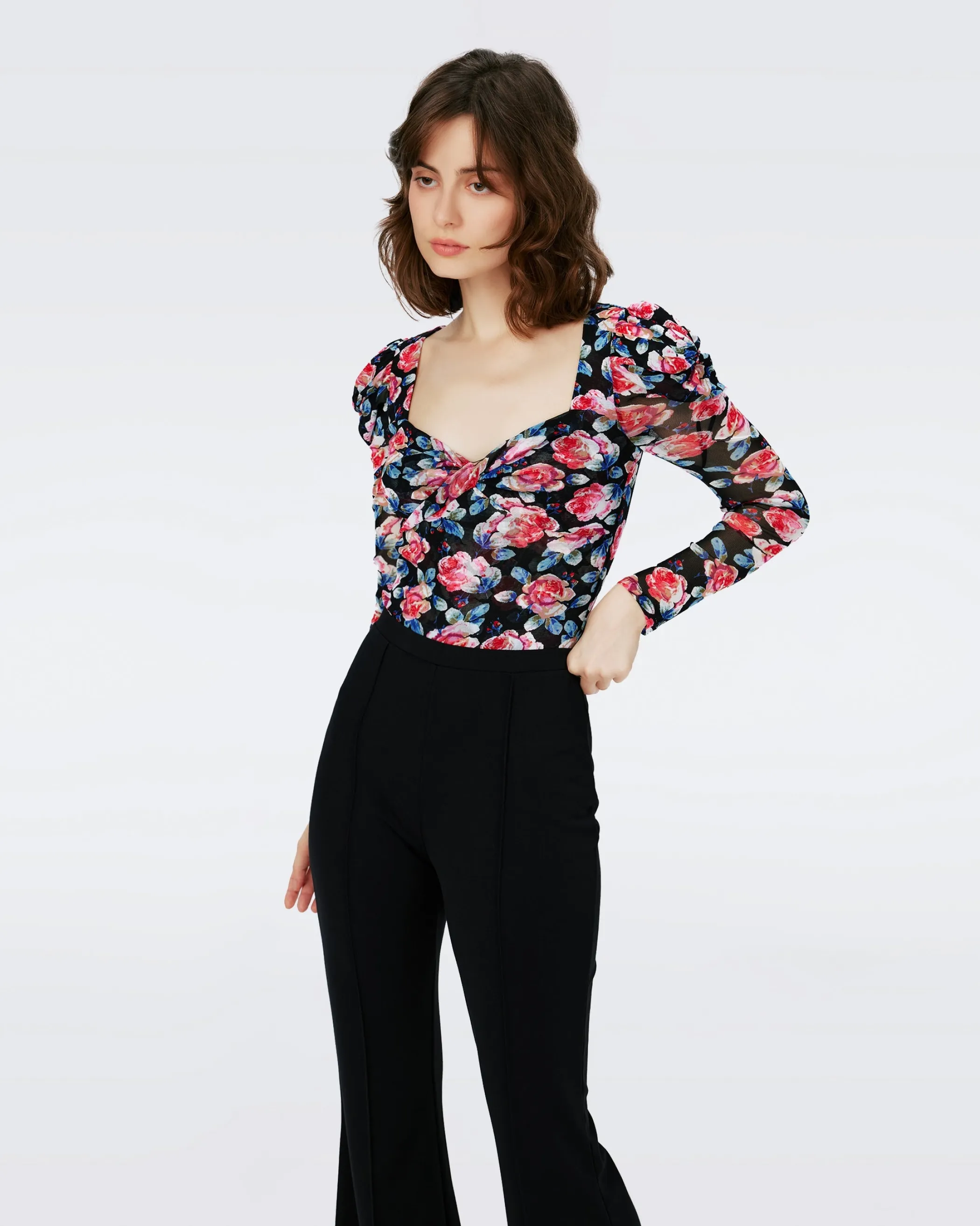 dvf Tops-Erik Long Sleeve Mesh Bodysuit