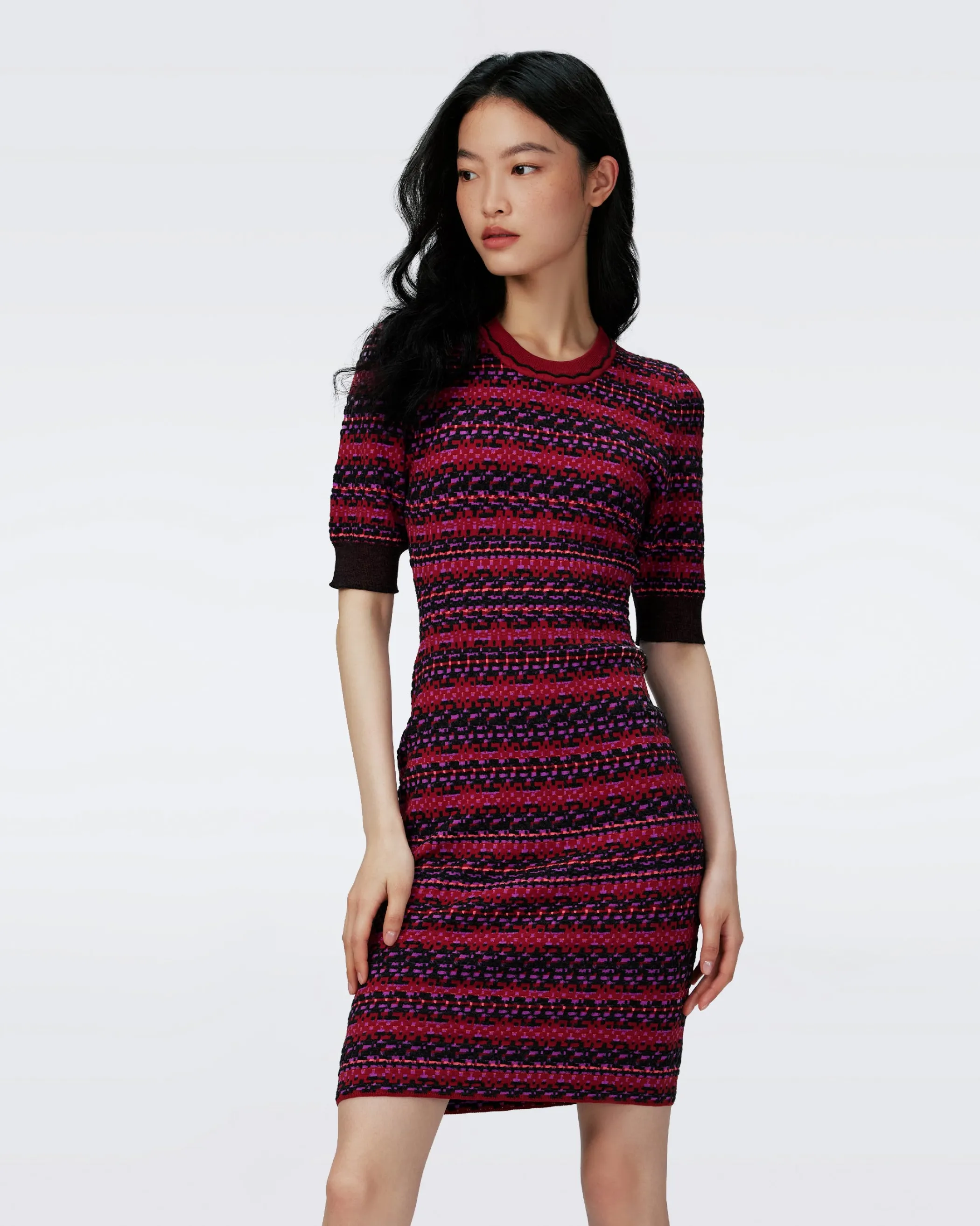 dvf Short Dresses | Dresses-Harry Short Sleeve Knit Jacquard Dress