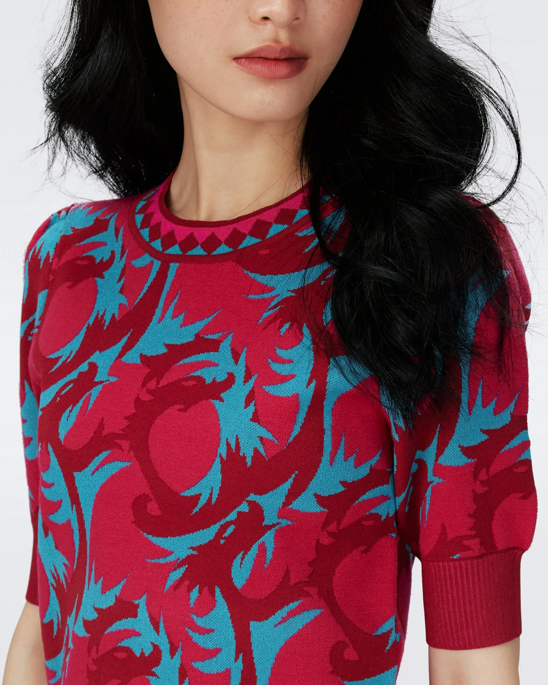 dvf Tops-Hudson Knit Jacquard Sweater