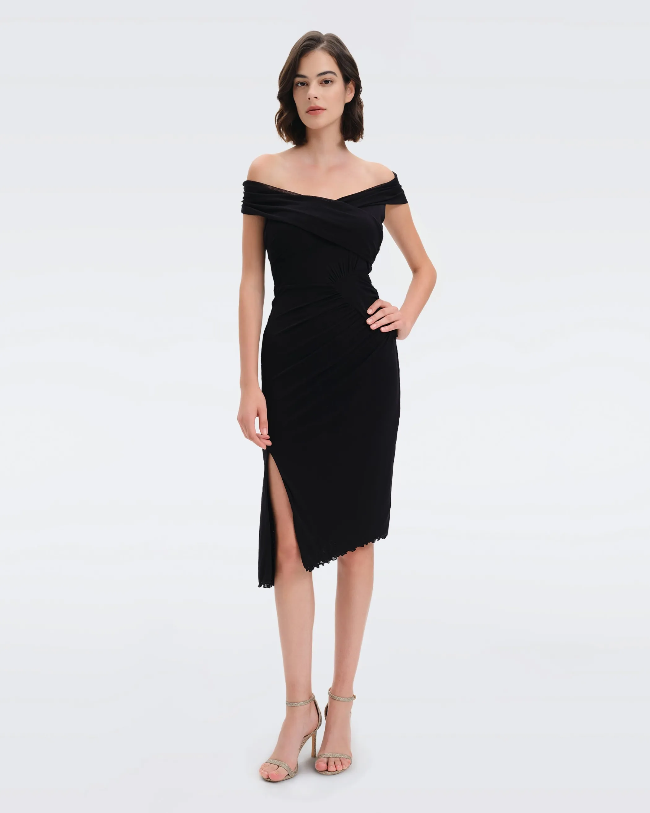 dvf Knee Length Dresses | Black Dresses-Lovinia Mesh Dress