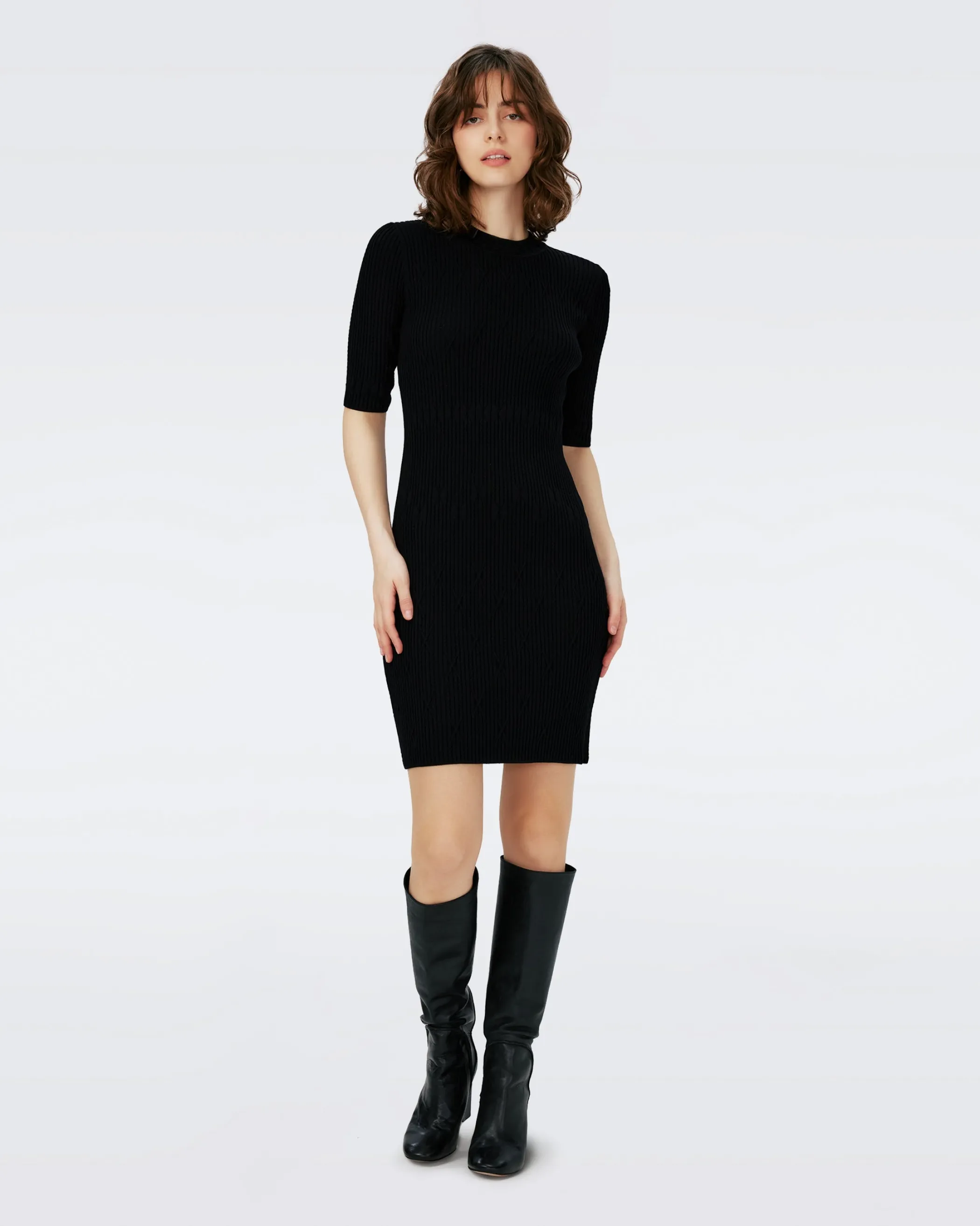 dvf Short Dresses | Black Dresses-Pam Knit Jacquard Dress