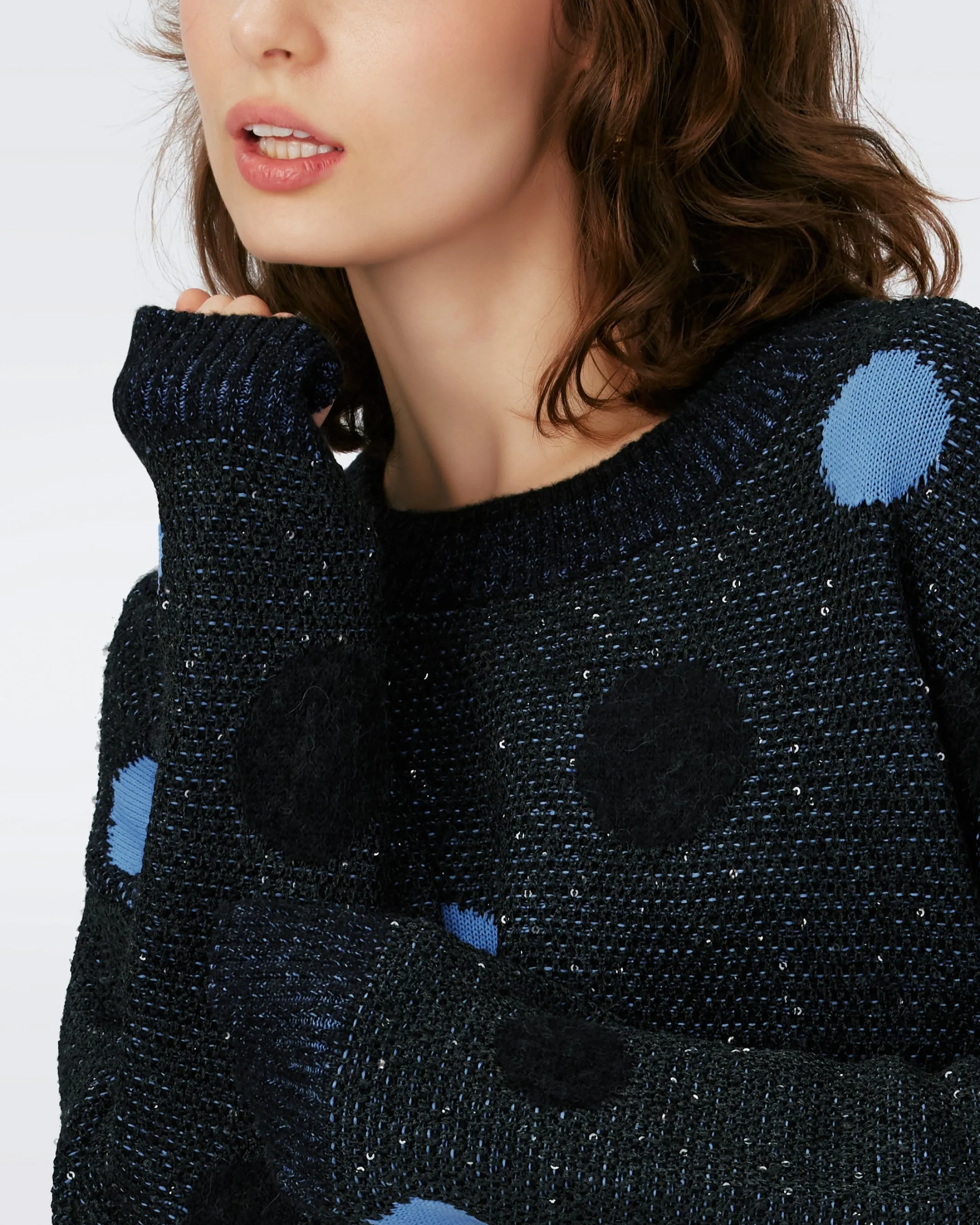 dvf Tops-Phillipa Sequin Knit Jacquard Top