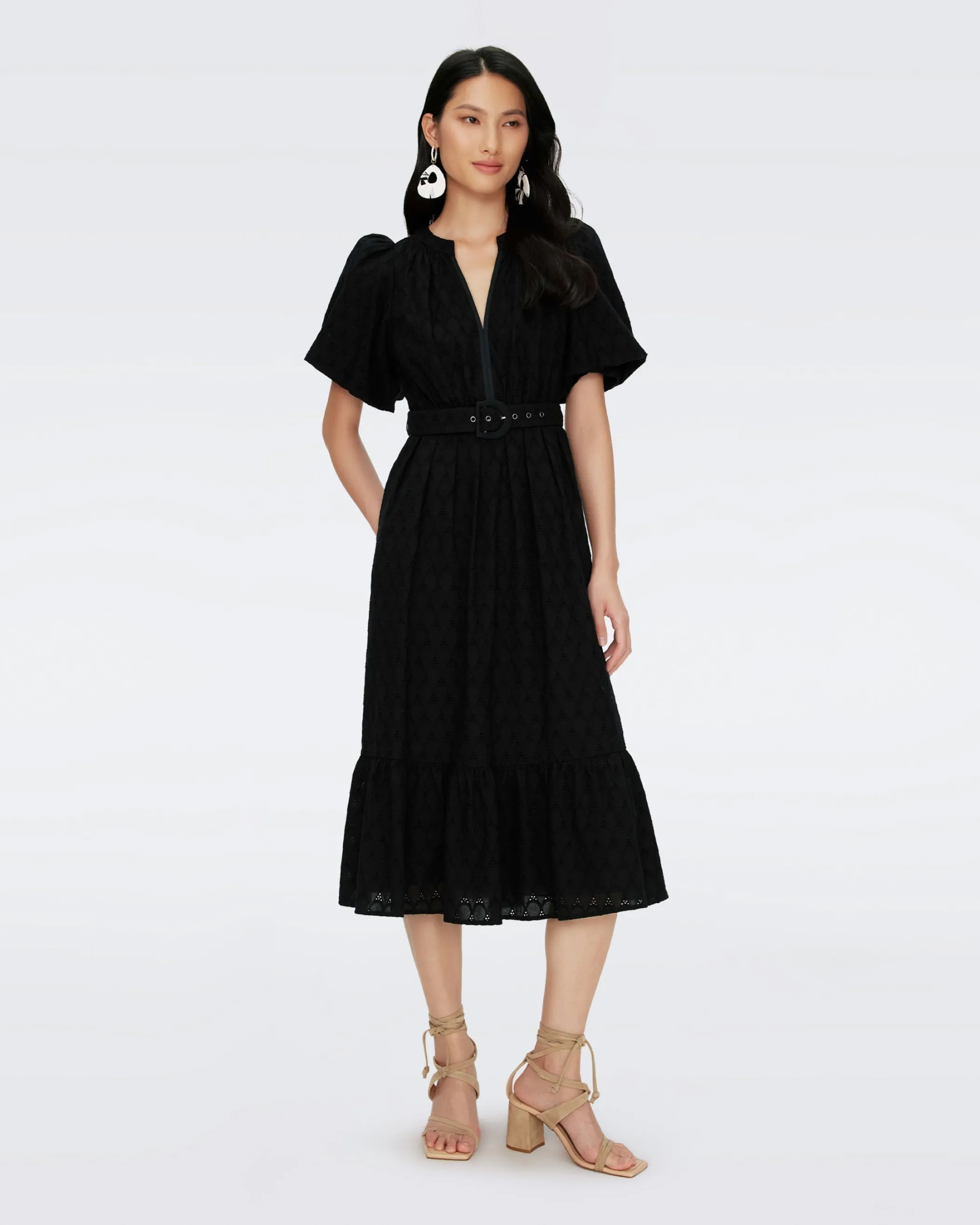 dvf Midi Dresses | Black Dresses-Polina Cotton Dress