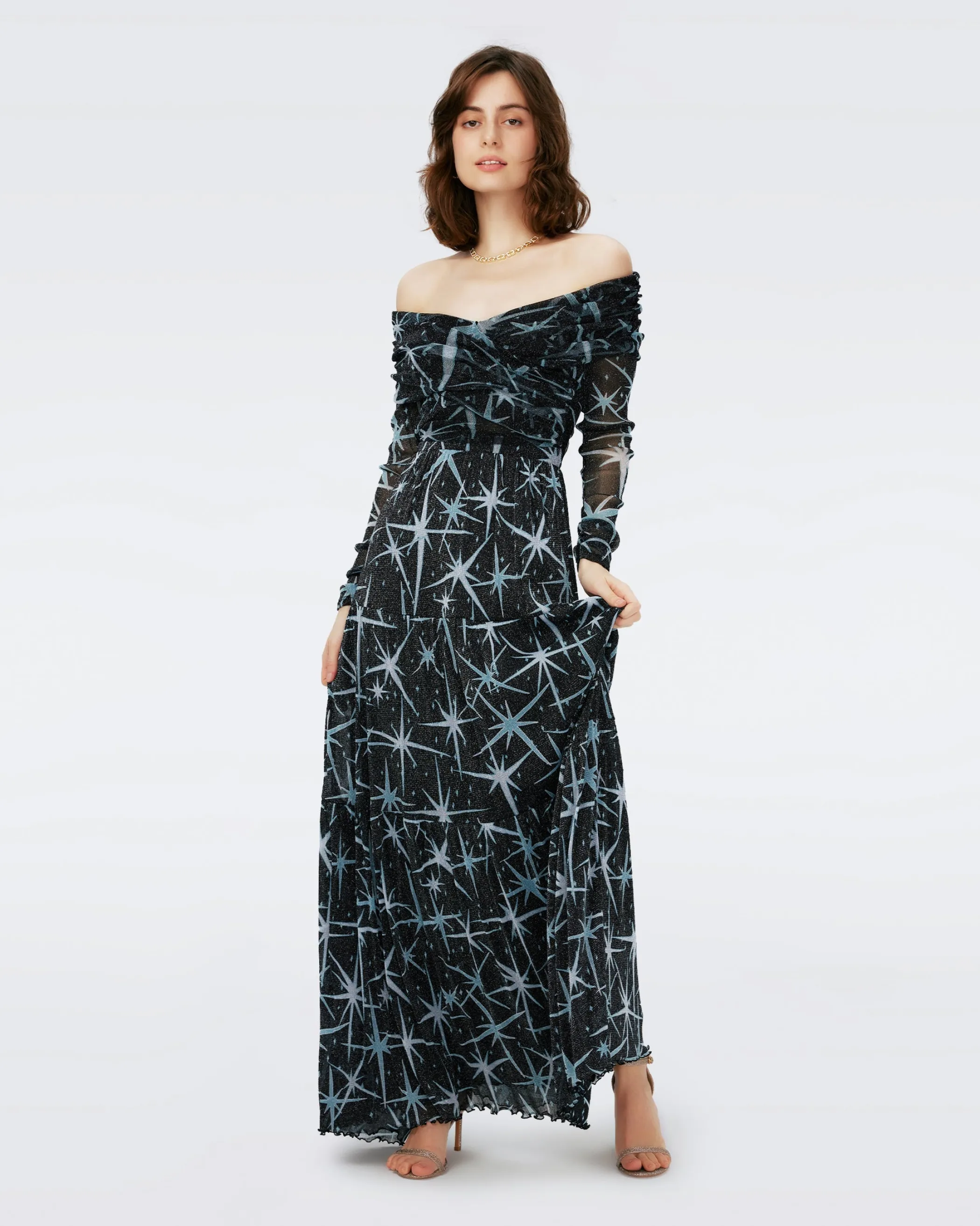 dvf Maxi Dresses | Occasion Dresses-Stassi Metallic Mesh Dress